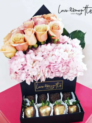 Cofre Elegance ramos de flores love moments floristeria medellin