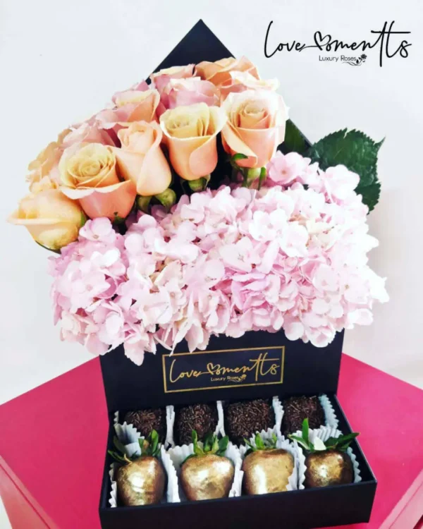 Cofre Elegance ramos de flores love moments floristeria medellin